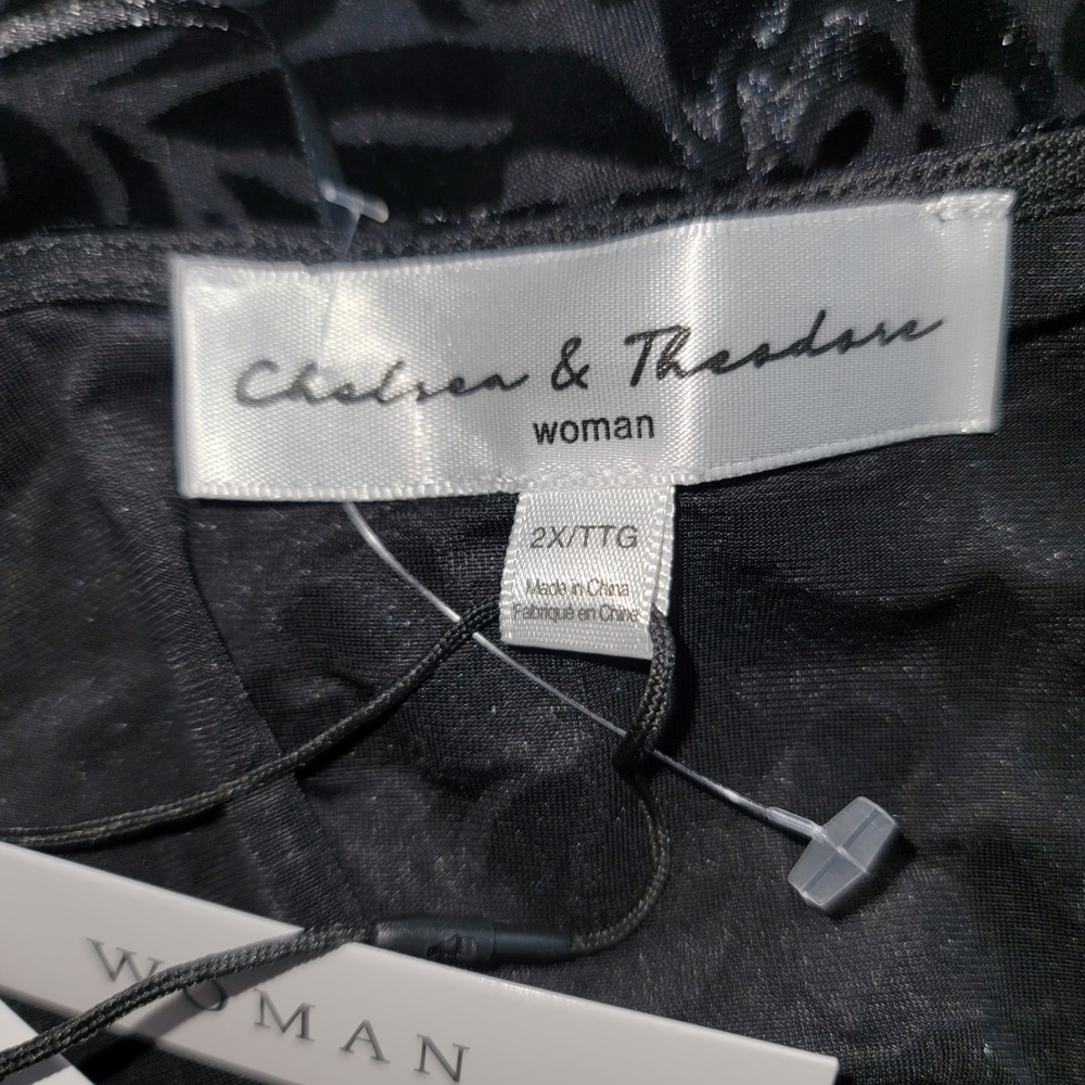 Chelsea & Theodore Velvet Burnout Top Black‎ Loose 2X Whimsigoth Witchy Goth Y2K - Picture 7 of 10